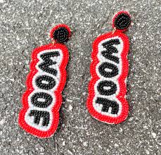 WOOF Letter Beaded Earrings