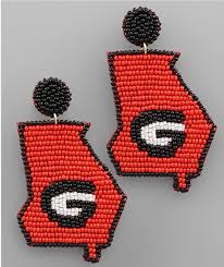 Beaded Georgia State Earrings