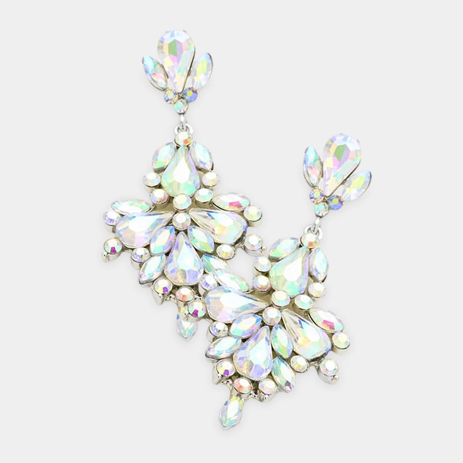 Glass Crystal Statement Dangle Evening Earrings