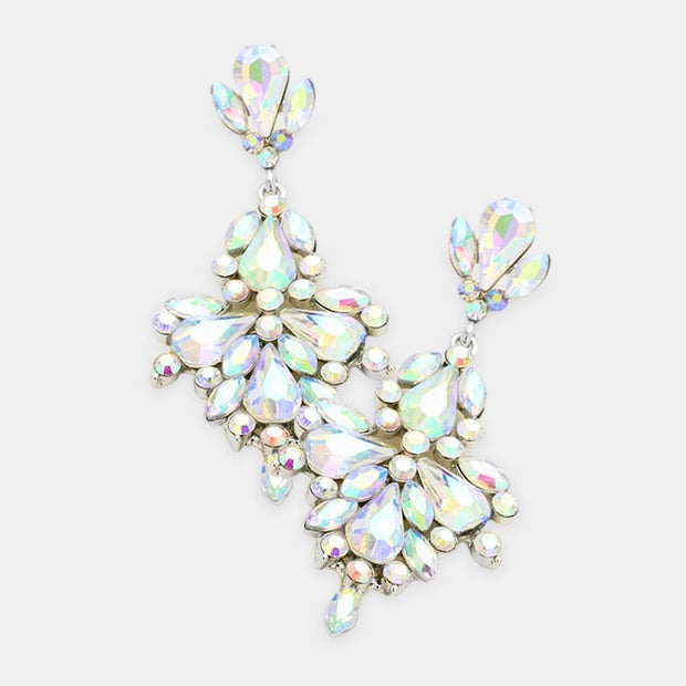 Glass Crystal Statement Dangle Evening Earrings