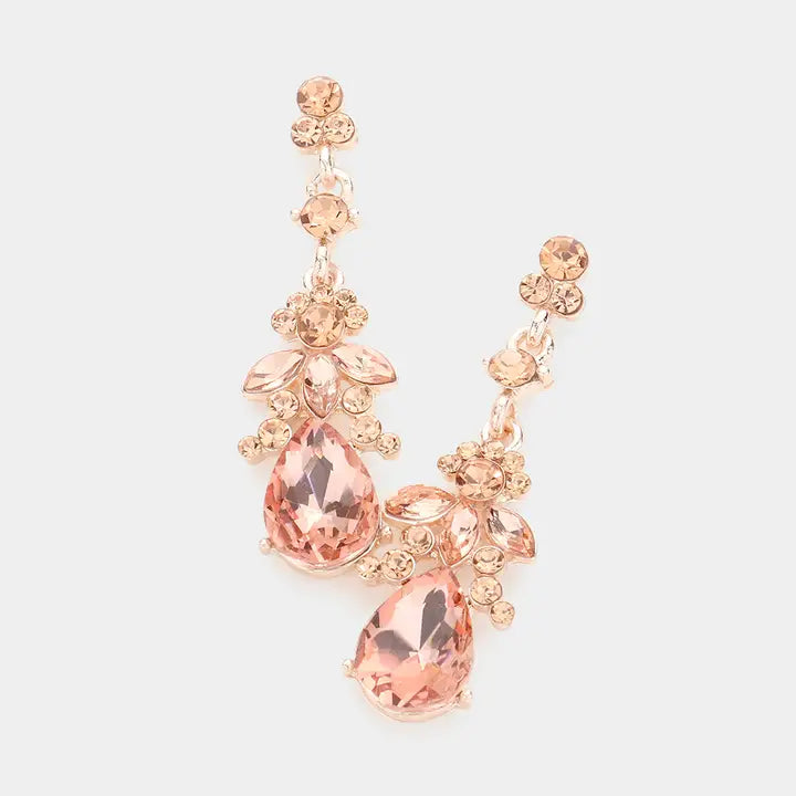 Marquise Crystal teardrop Accented Evening Earrings