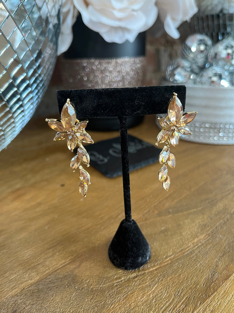 Gold Teardrop Gem Earrings