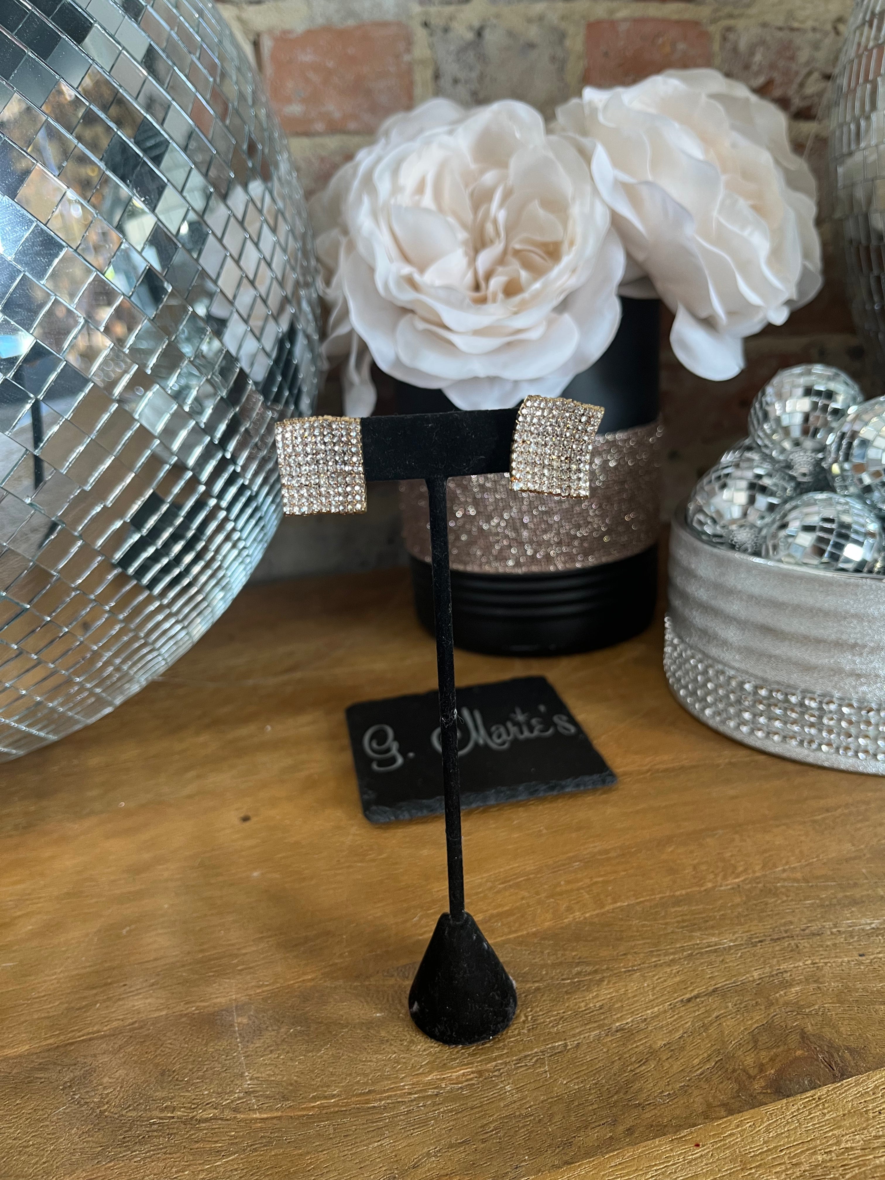 Gold Square Earrings