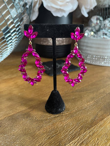 Clip-On Fushia Pink Dangle Earrings