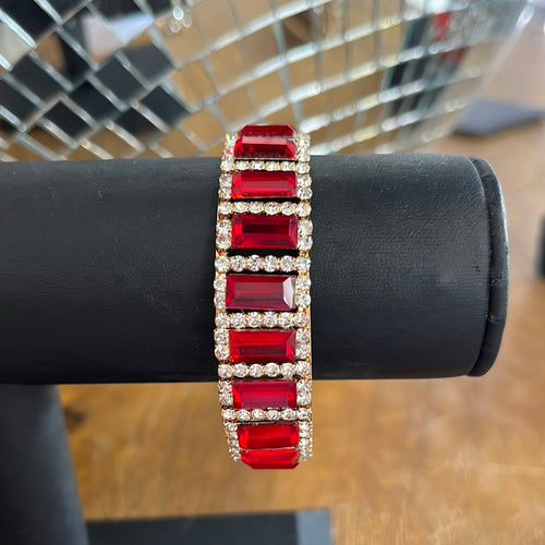 Red Emerald Cut Bracelet