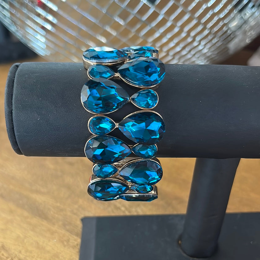 Aqua Blue Bracelet with Gold Back