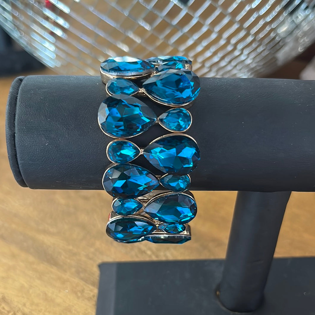 Aqua Blue Bracelet with Gold Back