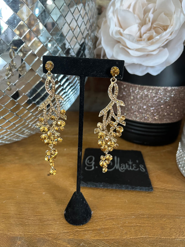 Yellow Rhinestone Drop Earrings