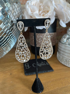 Silver Rhinestone Earrings  Gold With Gold Back