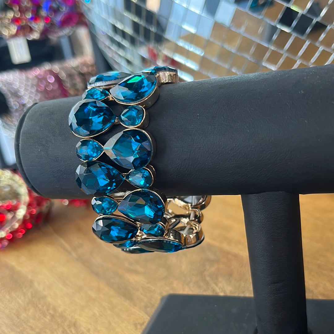 Aqua Blue Bracelet with Gold Back