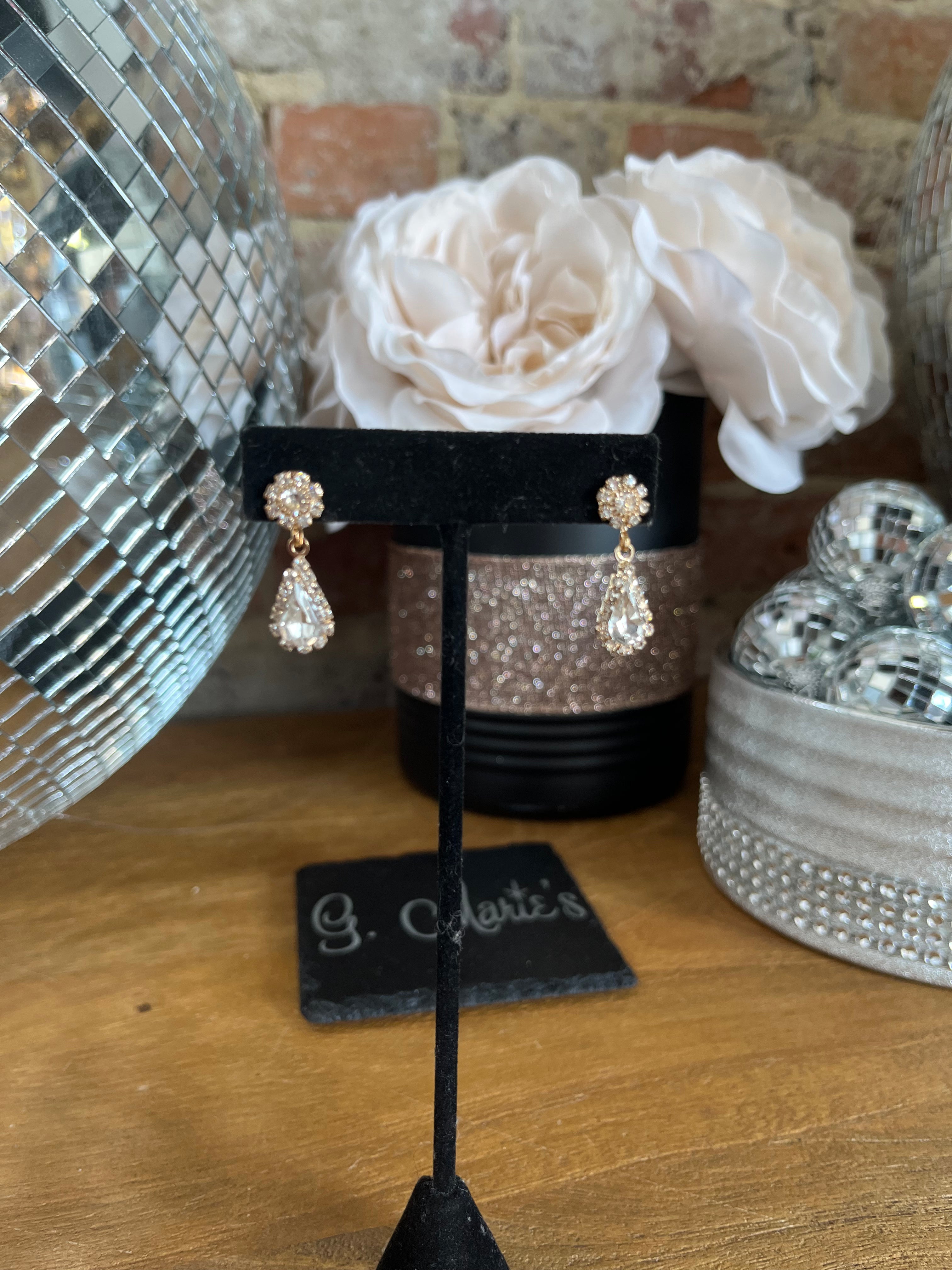 Small Gold Rhinestone Earrings