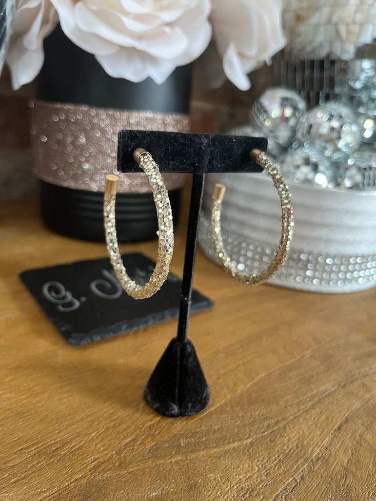 Glitter Gold Hoop Earrings