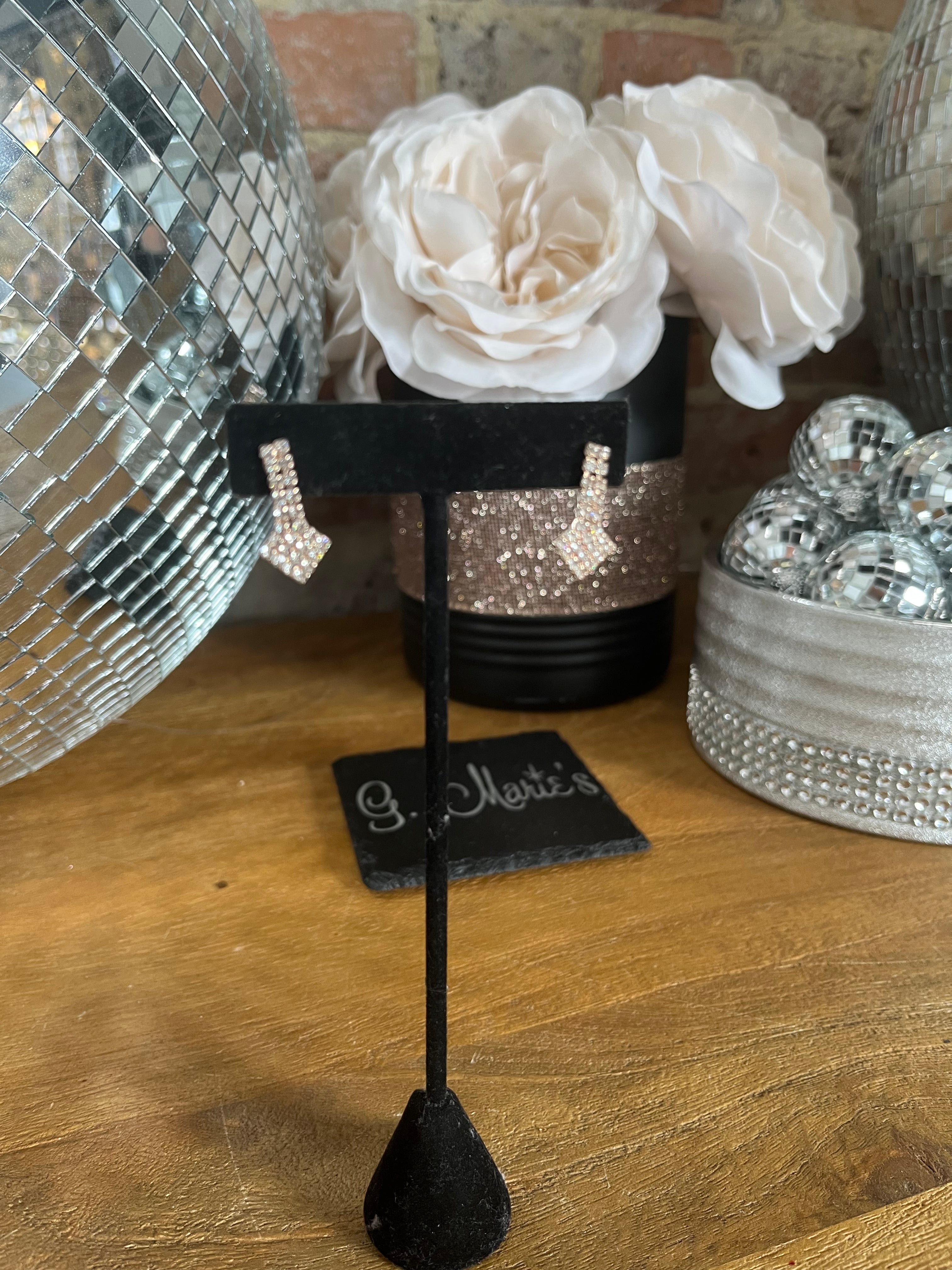 Small Gold Dangle Rhinestone Earrings