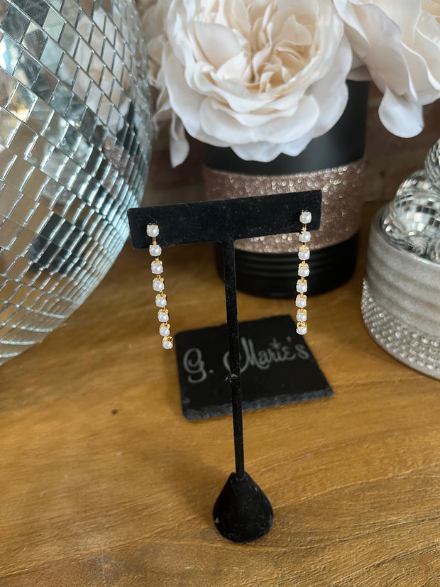 Gold Pearl Dangle Earrings