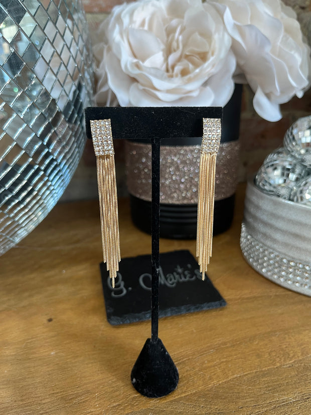 Gold Dangles w/ Rhinestones