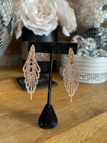 Clip-On Silver Rhinestone Earrings With Gold Back