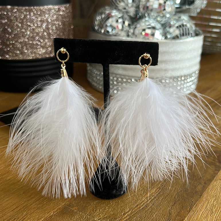 White Feather Earrings