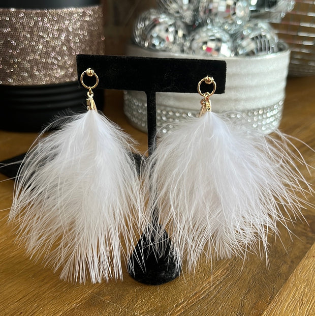 White Feather Earrings