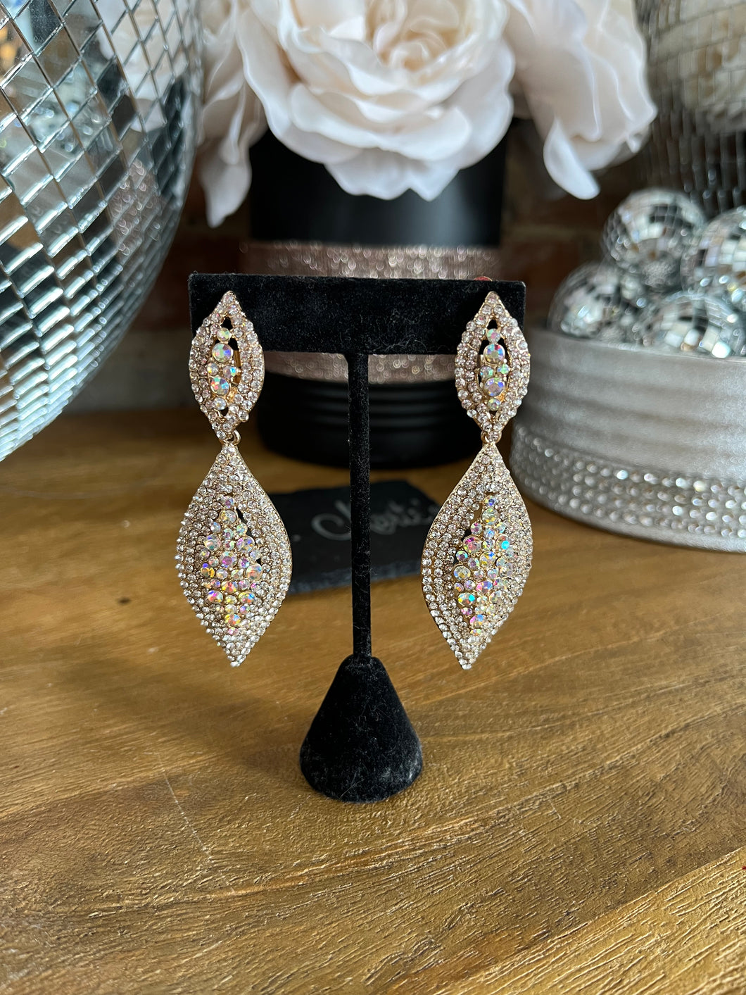 Clip-On AB Rhinestone with Gold Back
