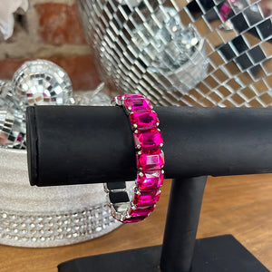 Hot Pink Emerald Cut Bracelet