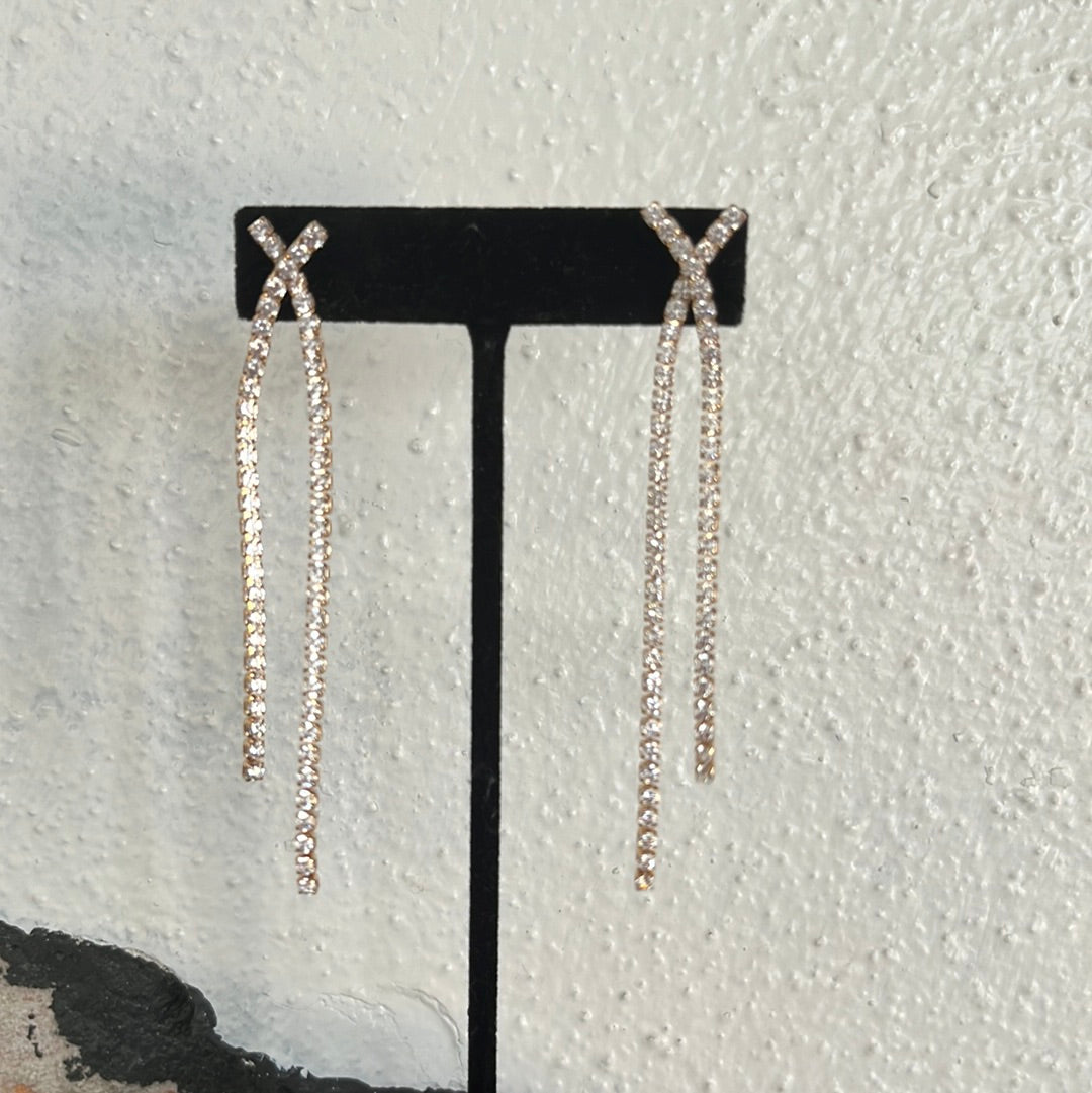 Silver Cross Tassle Earrings