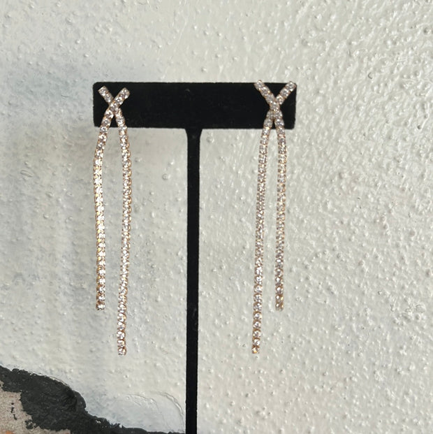 Silver Cross Tassle Earrings