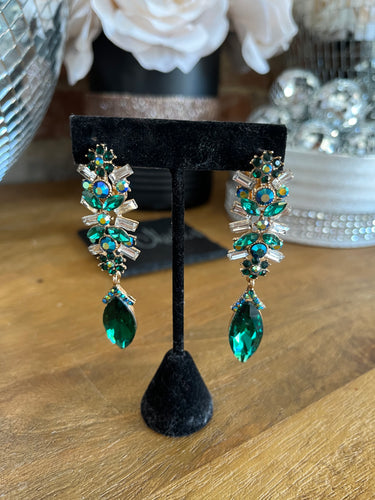 Clip-On Green/Blue Stone Earrings