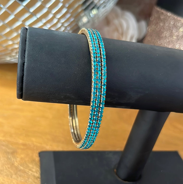 Thin Blue Rhinestone Bracelet