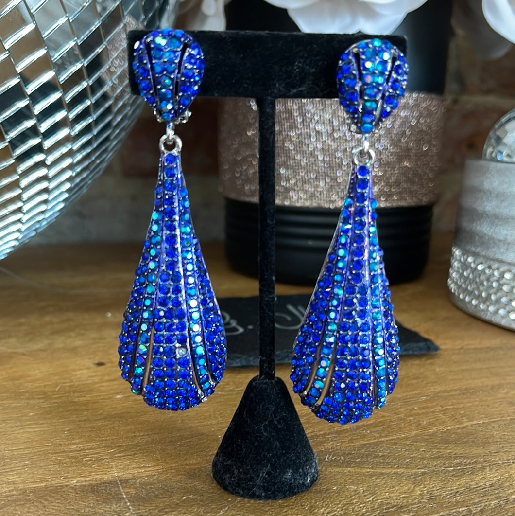 Clip-On Large Blue Earrings