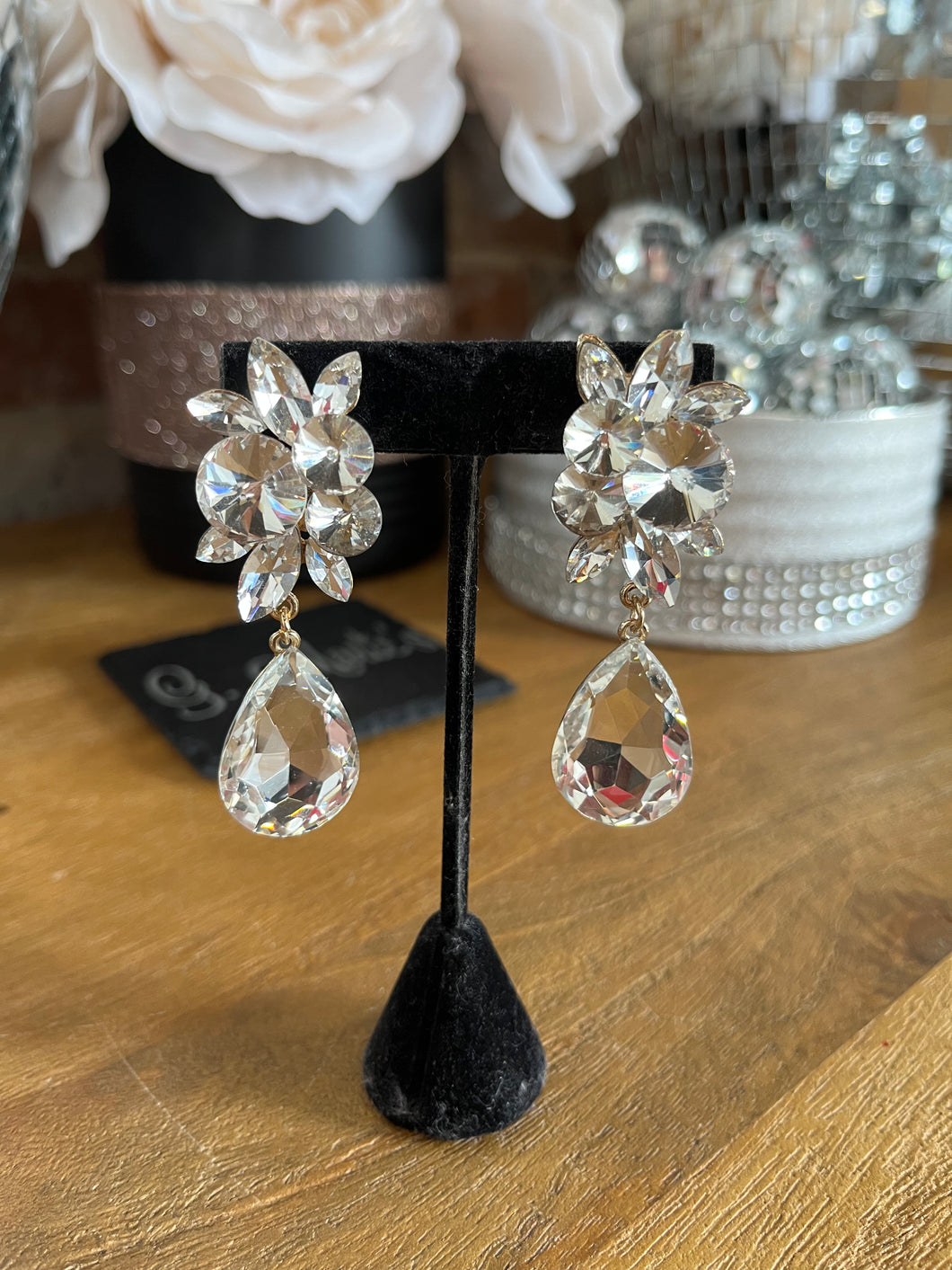 Clip-On Silver Gem Earrings With Gold Back