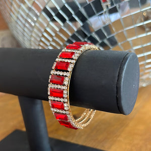 Red Emerald Cut Bracelet