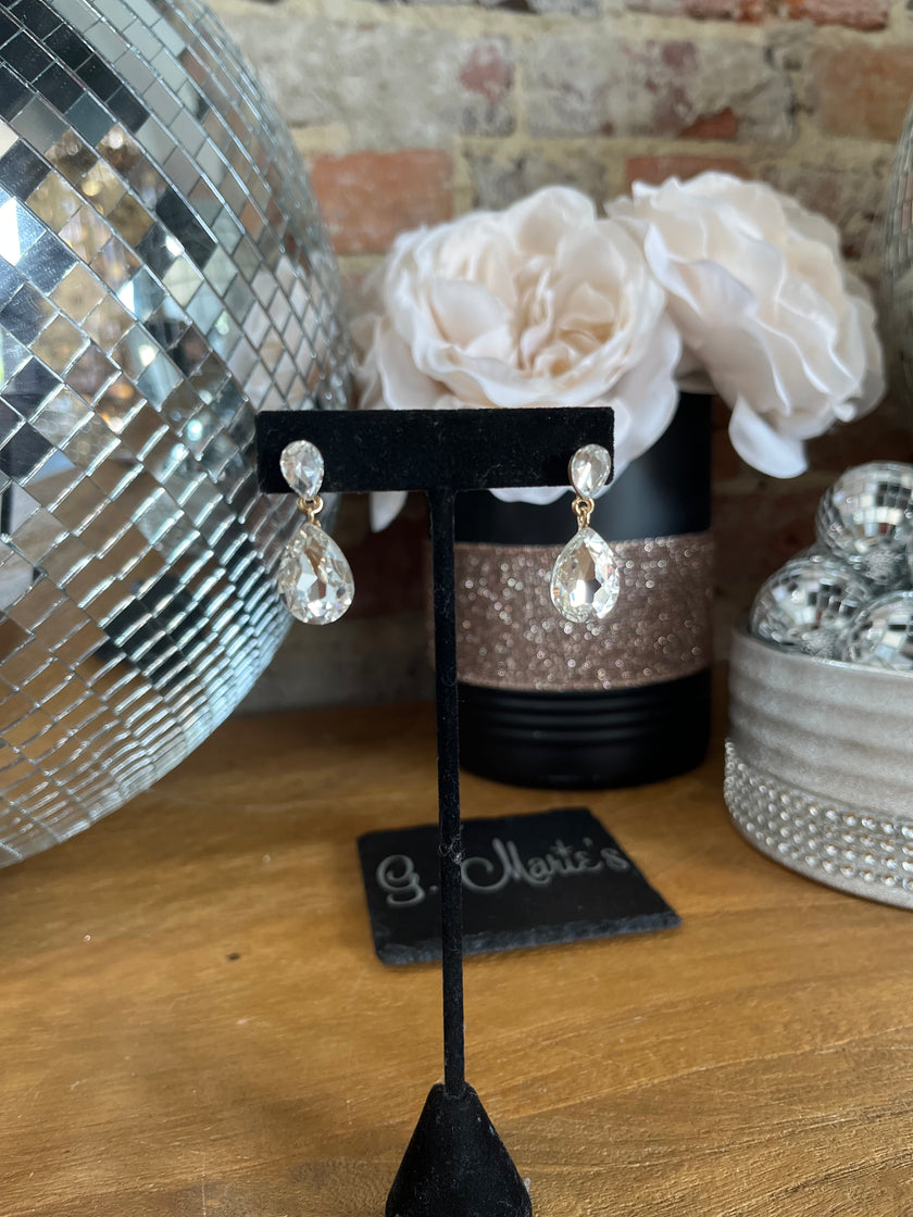 Small Silver Rhinestone Earrings Gold Back