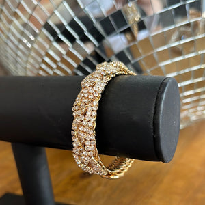 Gold/Rhinestone Braid Bracelet