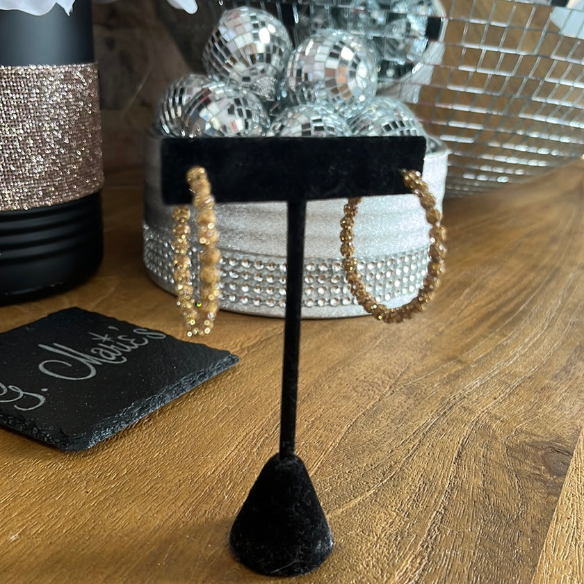 Gold Beaded Hoops
