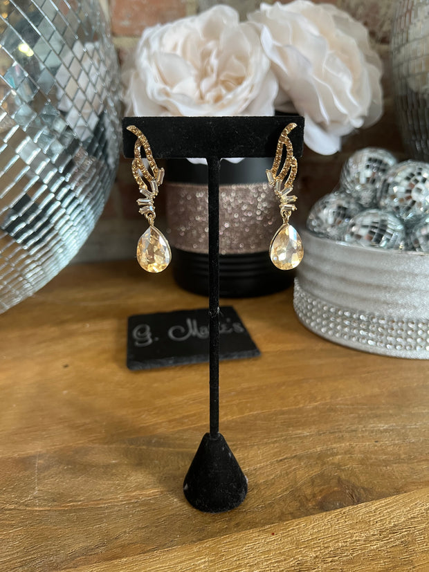 Yellow and Gold Rhinestone Earrings