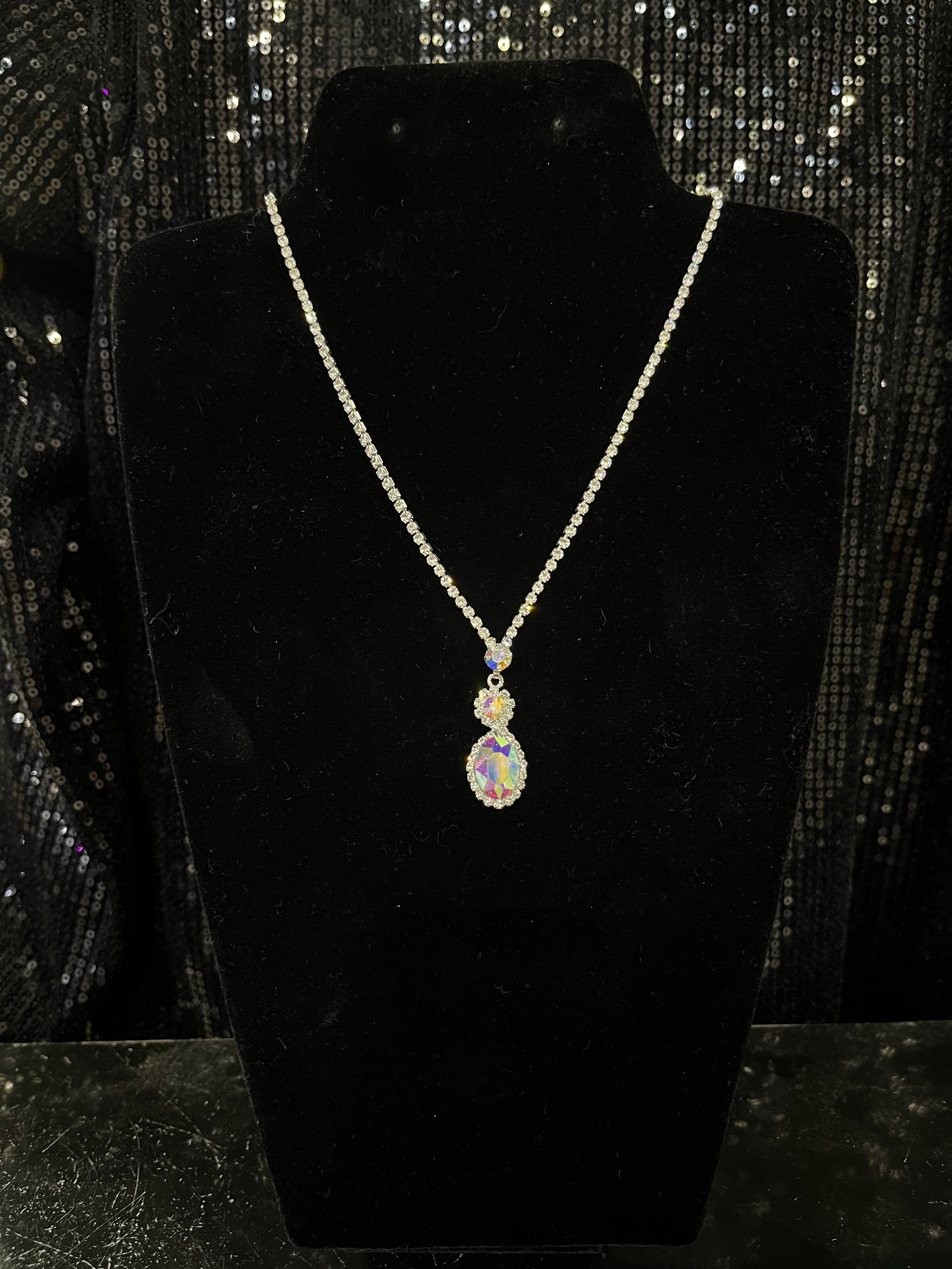 Silver Flower AB Necklace