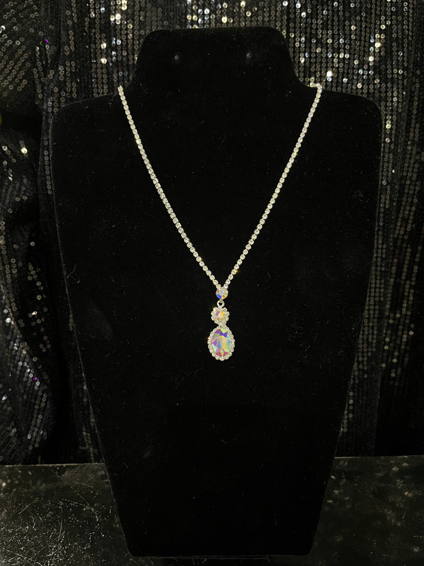 Silver Flower AB Necklace