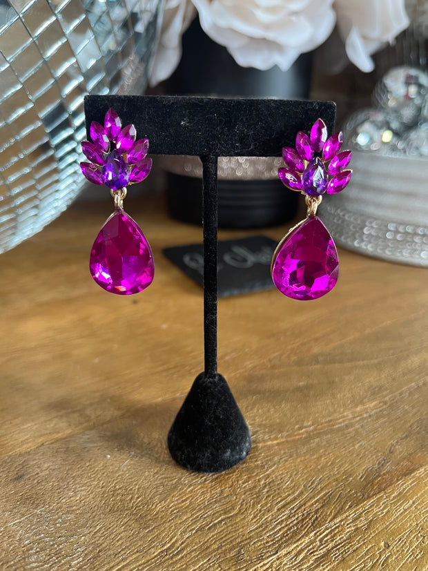 Clip-On Pink Magenta Earrings