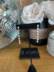 Gold Rhinestoned Drop Earrings