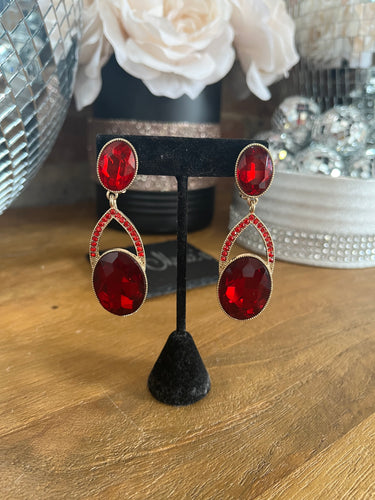 Clip-On Large Red Earrings