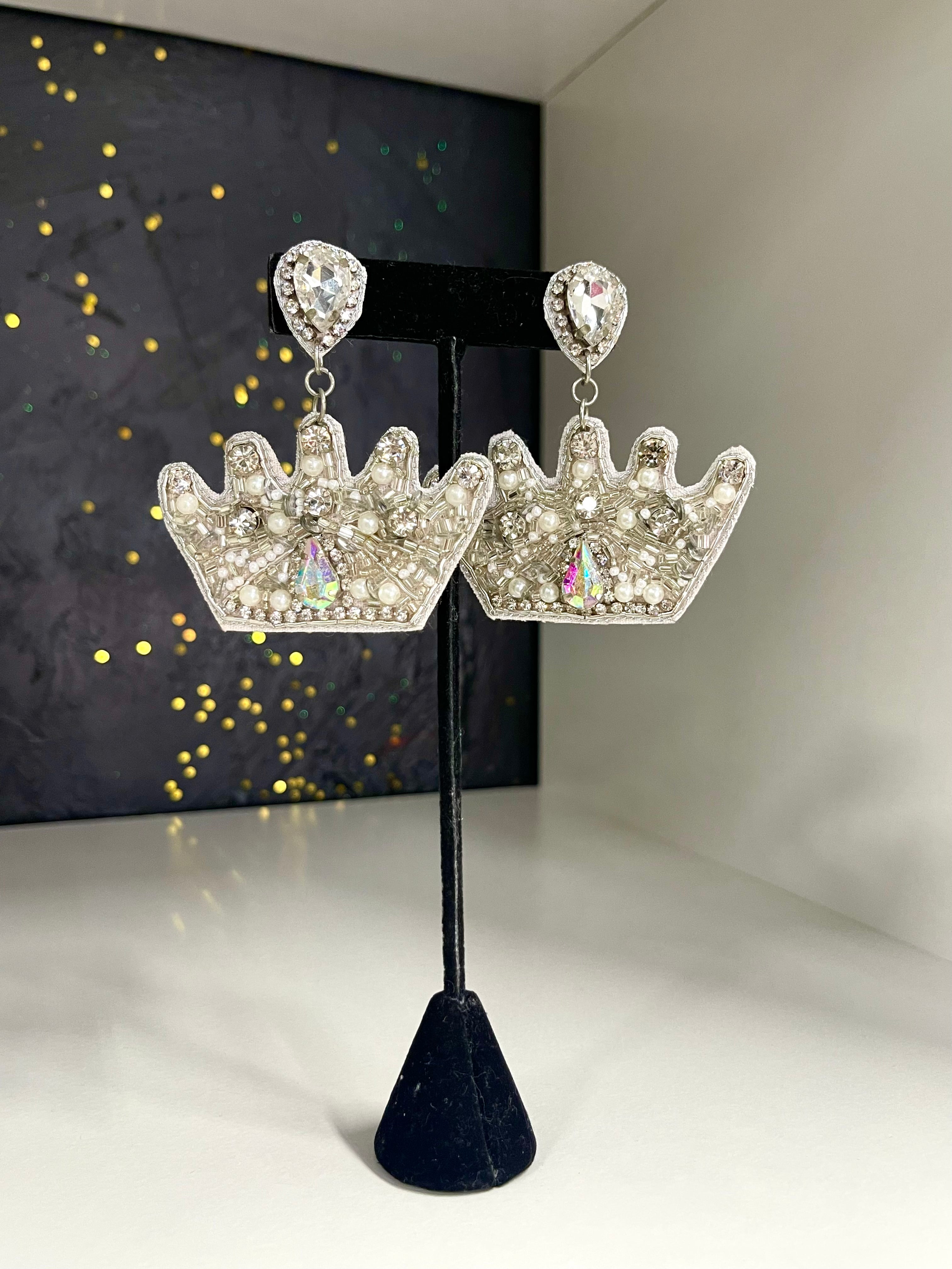 Stoned Crown Earrings