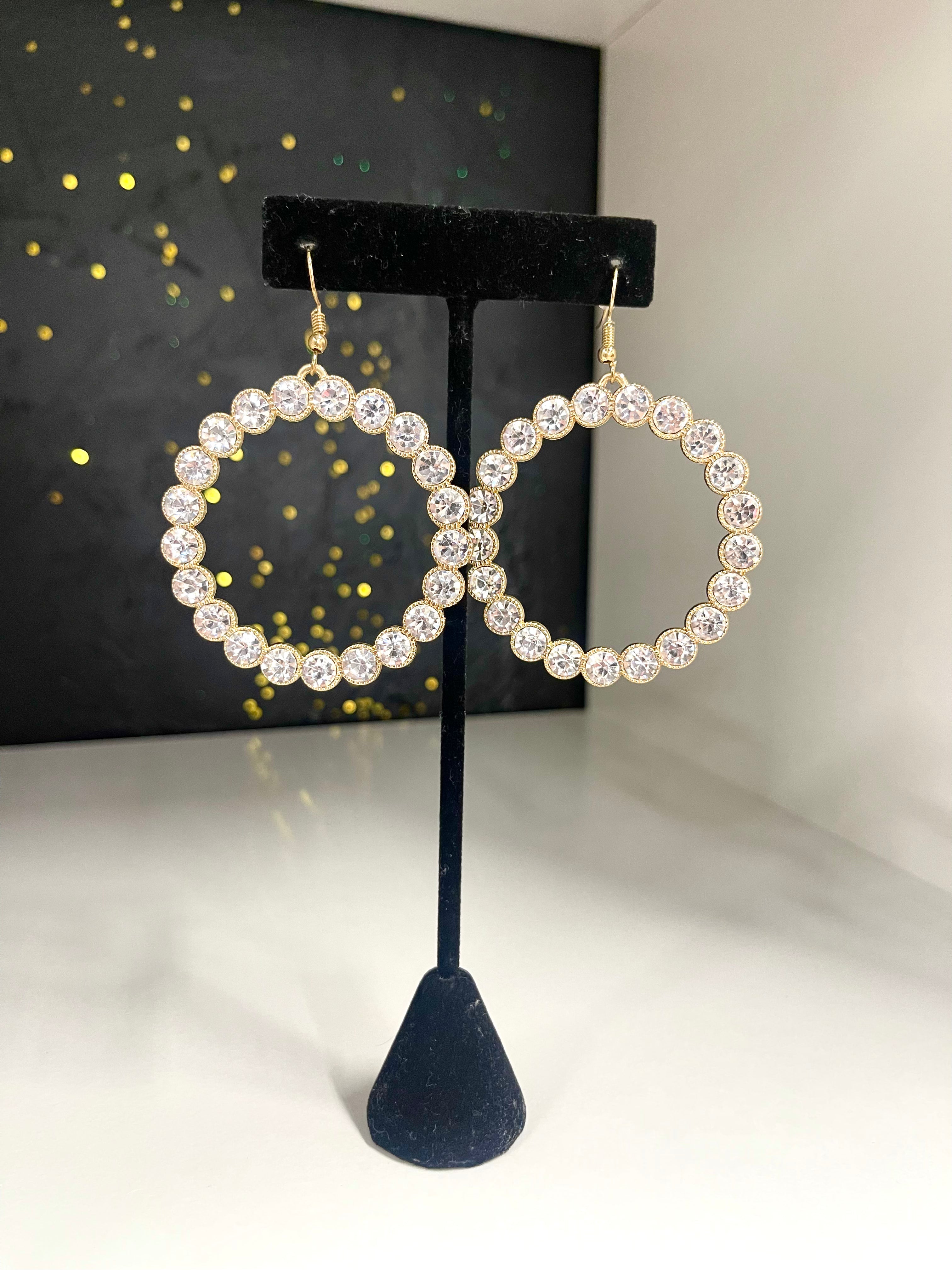 Rhinestone Circular Earrings