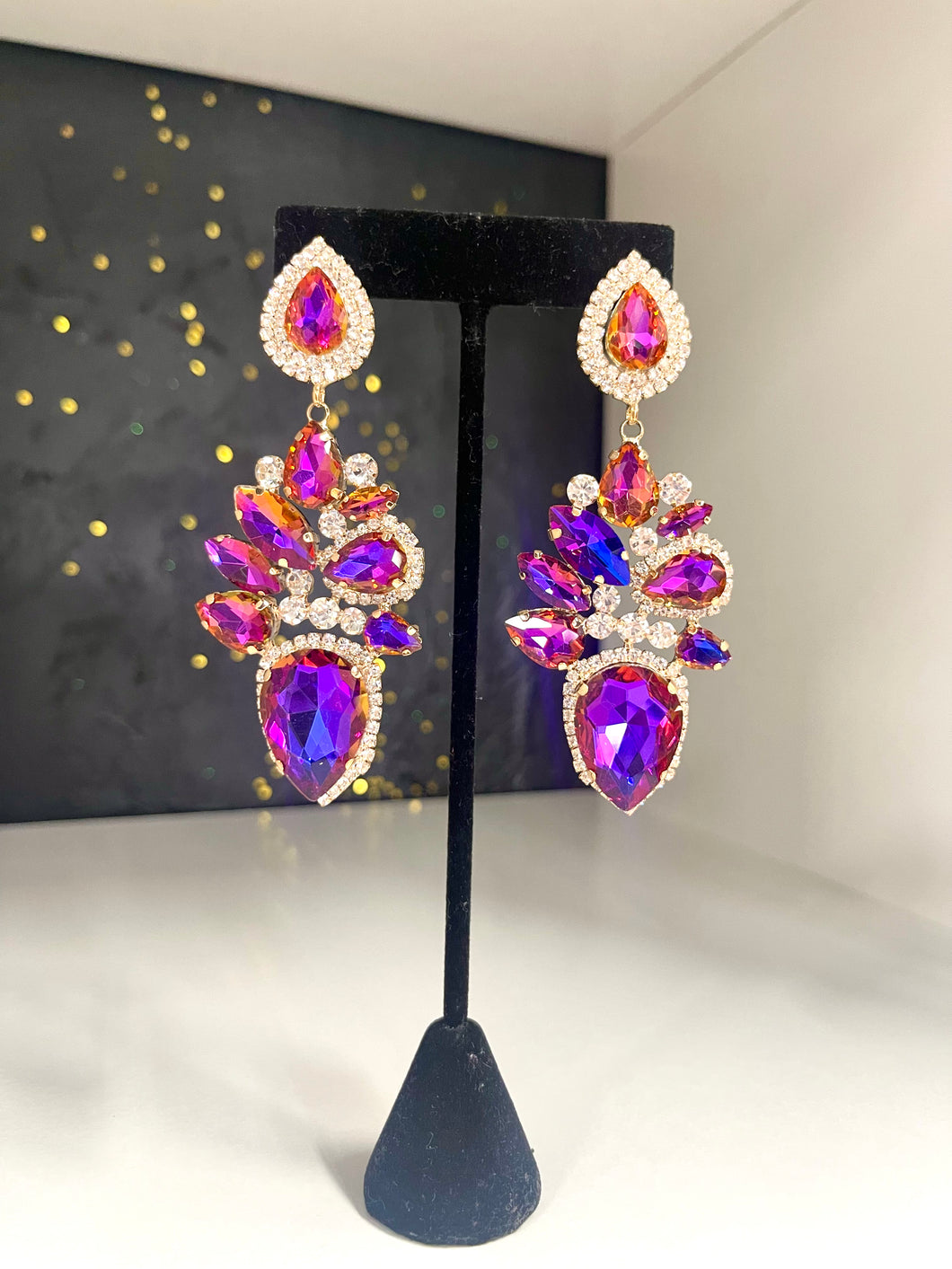 Iridescent Purple Drop Earrings
