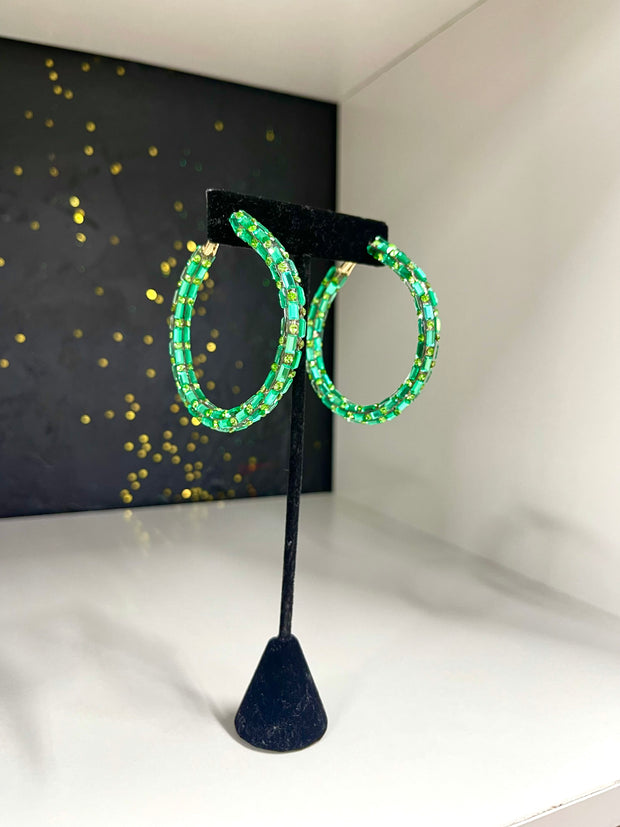 Emerald Stoned Hoops