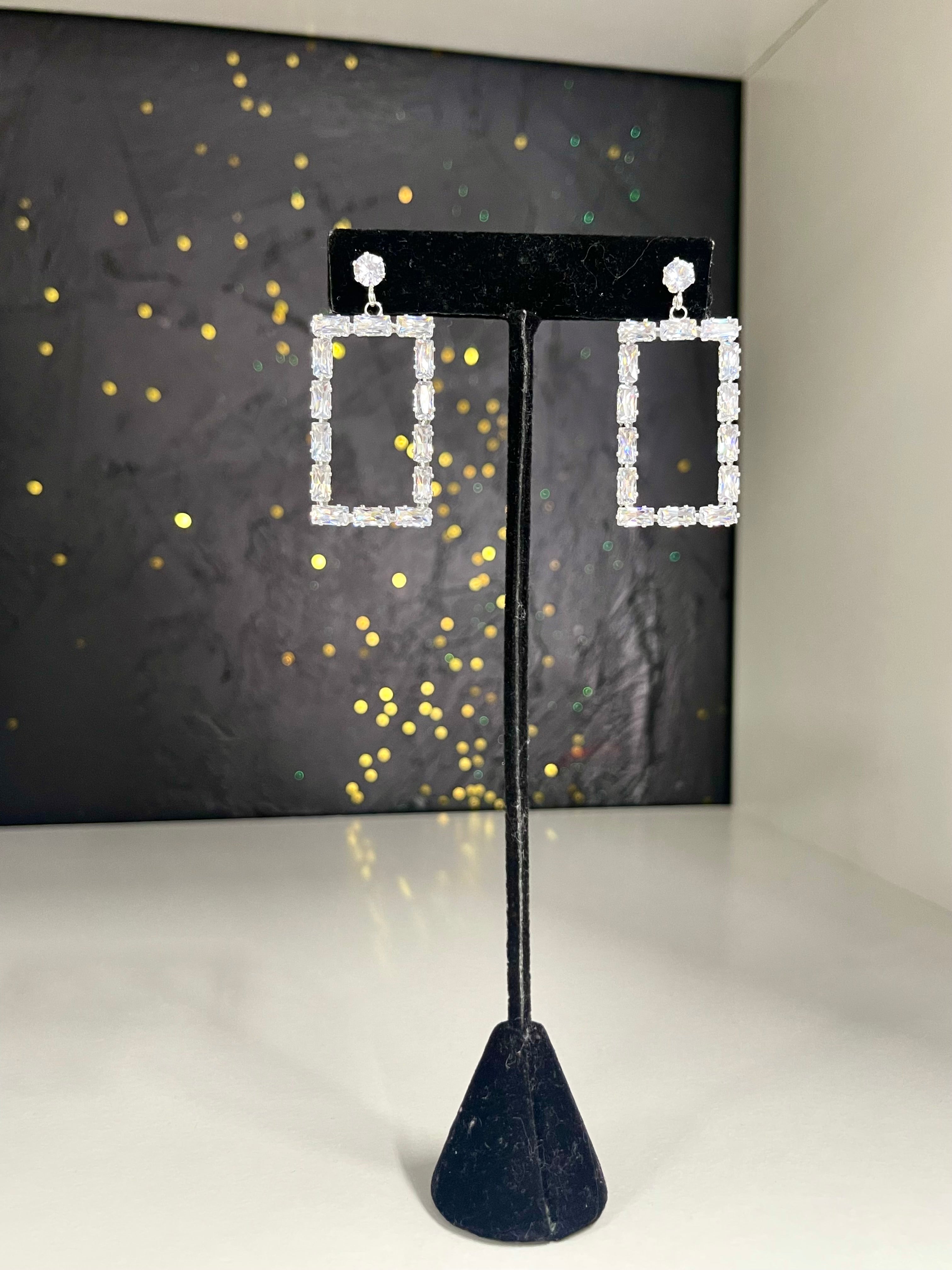 Rectangular Crystal Earrings