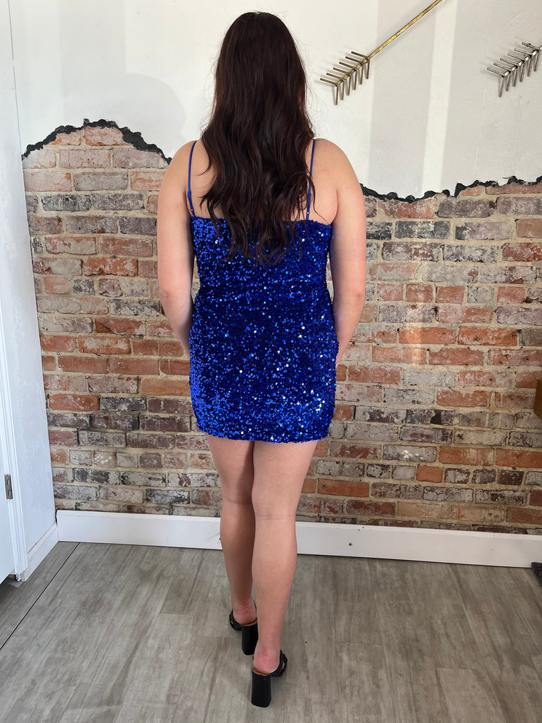 bodycon blue velvet dress Sophie Velvet Bow Train Bodycon Dress: Navy Large main image 1