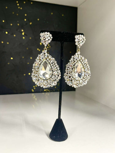 Ballroom Rhinestone with Gold Backing Earrings