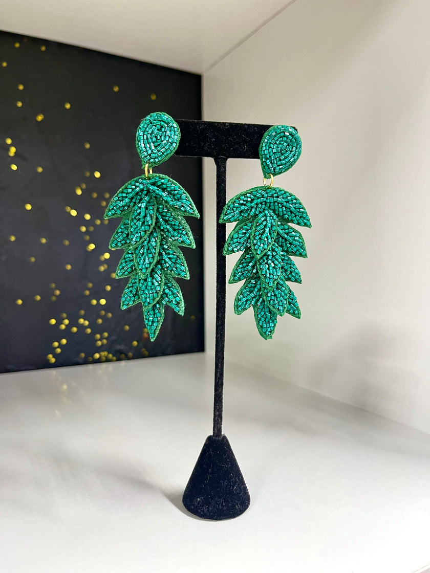 Leaf Seed Bead Earrings