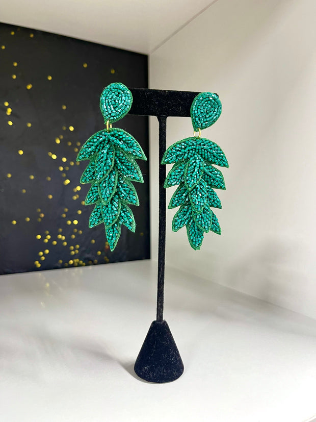 Leaf Seed Bead Earrings