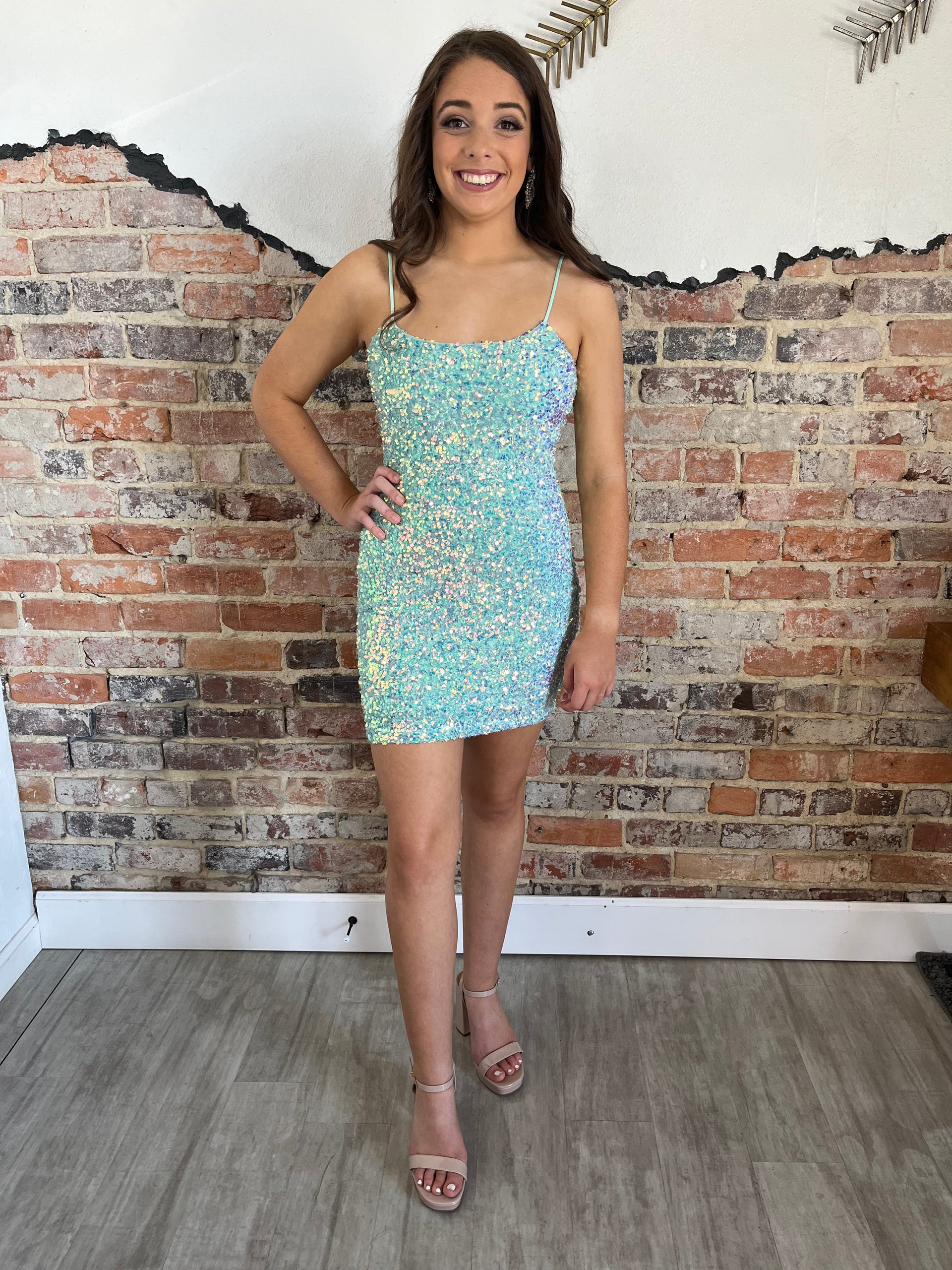 knee length dresses for ladies Short Juliette Sequin Homecoming Dress